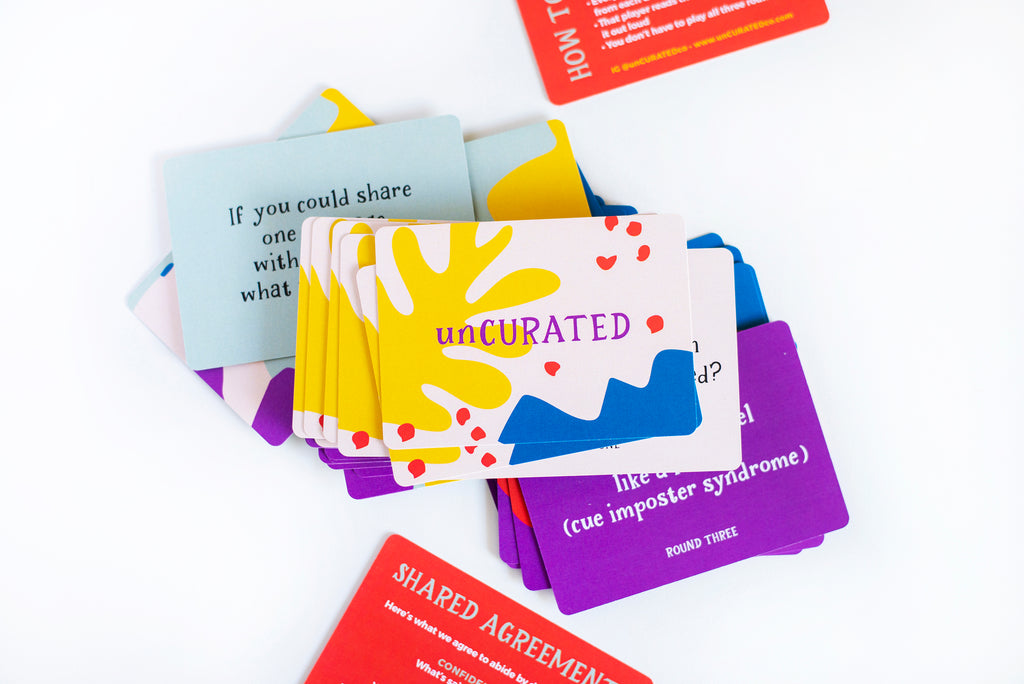 unCURATED - the card game that sparks meaningful conversations, connection, and emotional well-being, dinner party game for adults